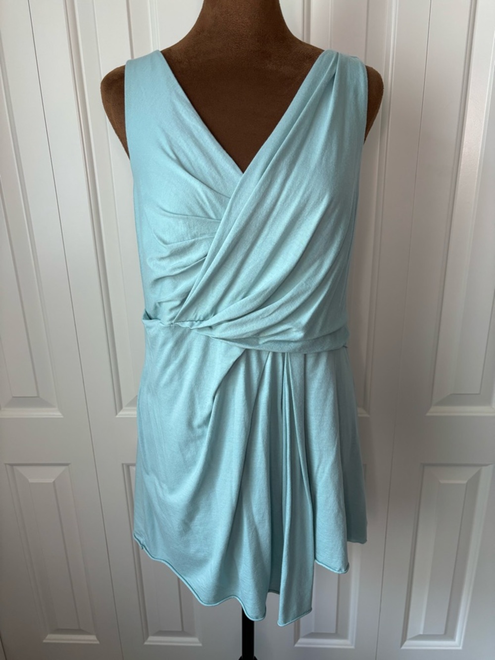 Peruvian Connection Light Blue Sleeveless Surplice Wrap Top - Medium